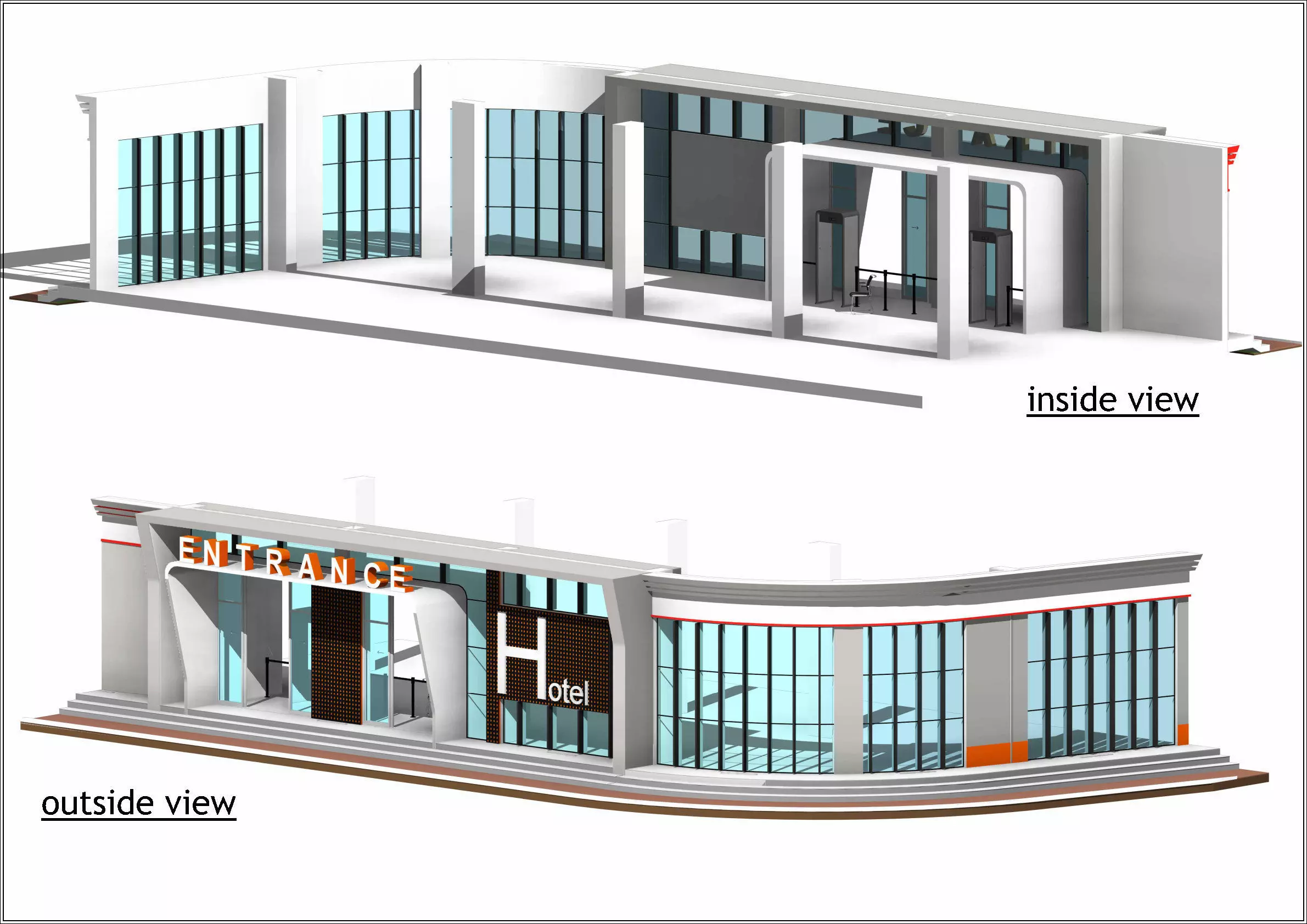 Modern 4 Story Hotel Building I Revit-FBX-DWG-HQuality Renders I 3D model_7