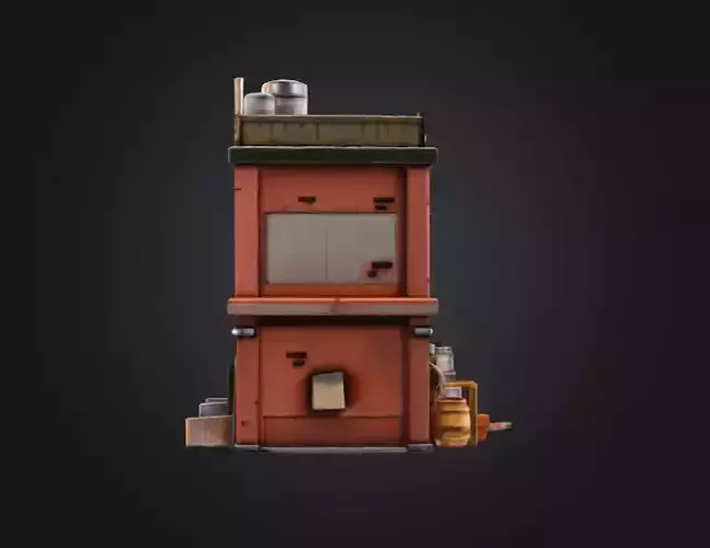 Industrial Rooftop Scene Low-poly 3D model 6