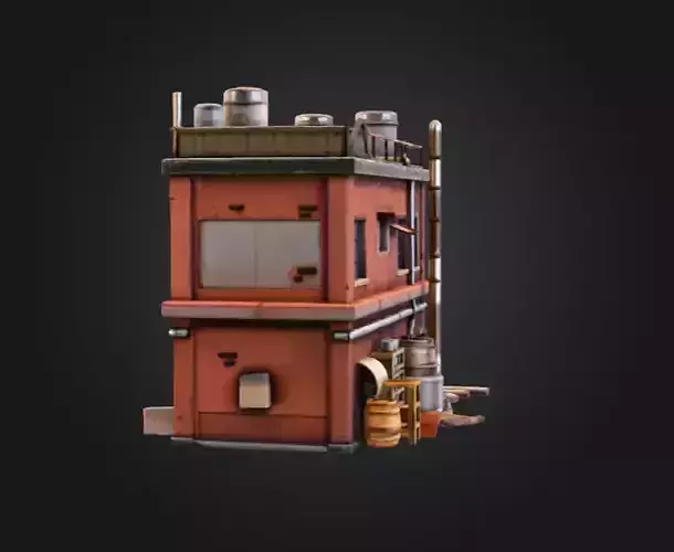 Industrial Rooftop Scene Low-poly 3D model 5