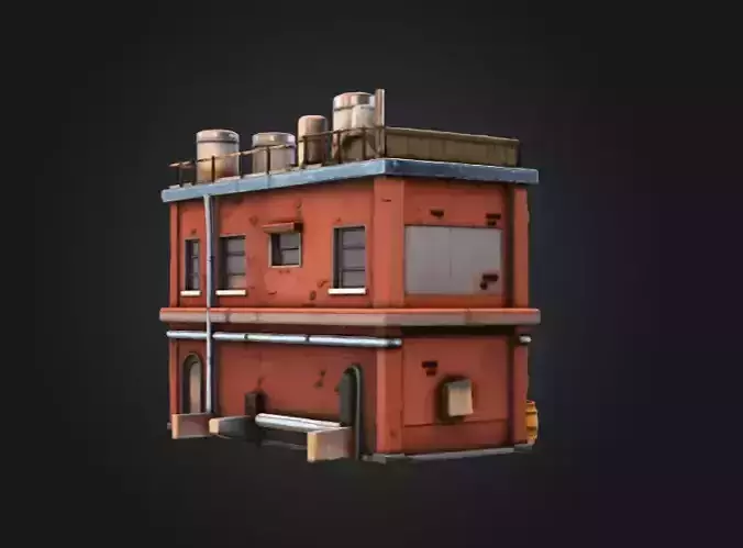 Industrial Rooftop Scene Low-poly 3D model 7