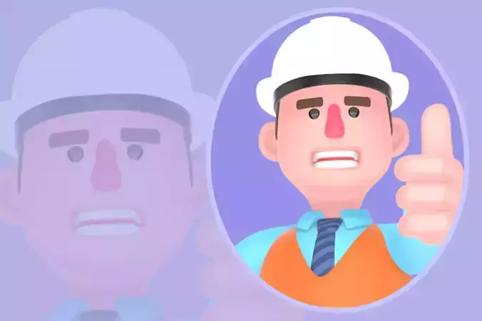 Stylized 3D Male Architect Character - Cartoon Thumbs Up Pose