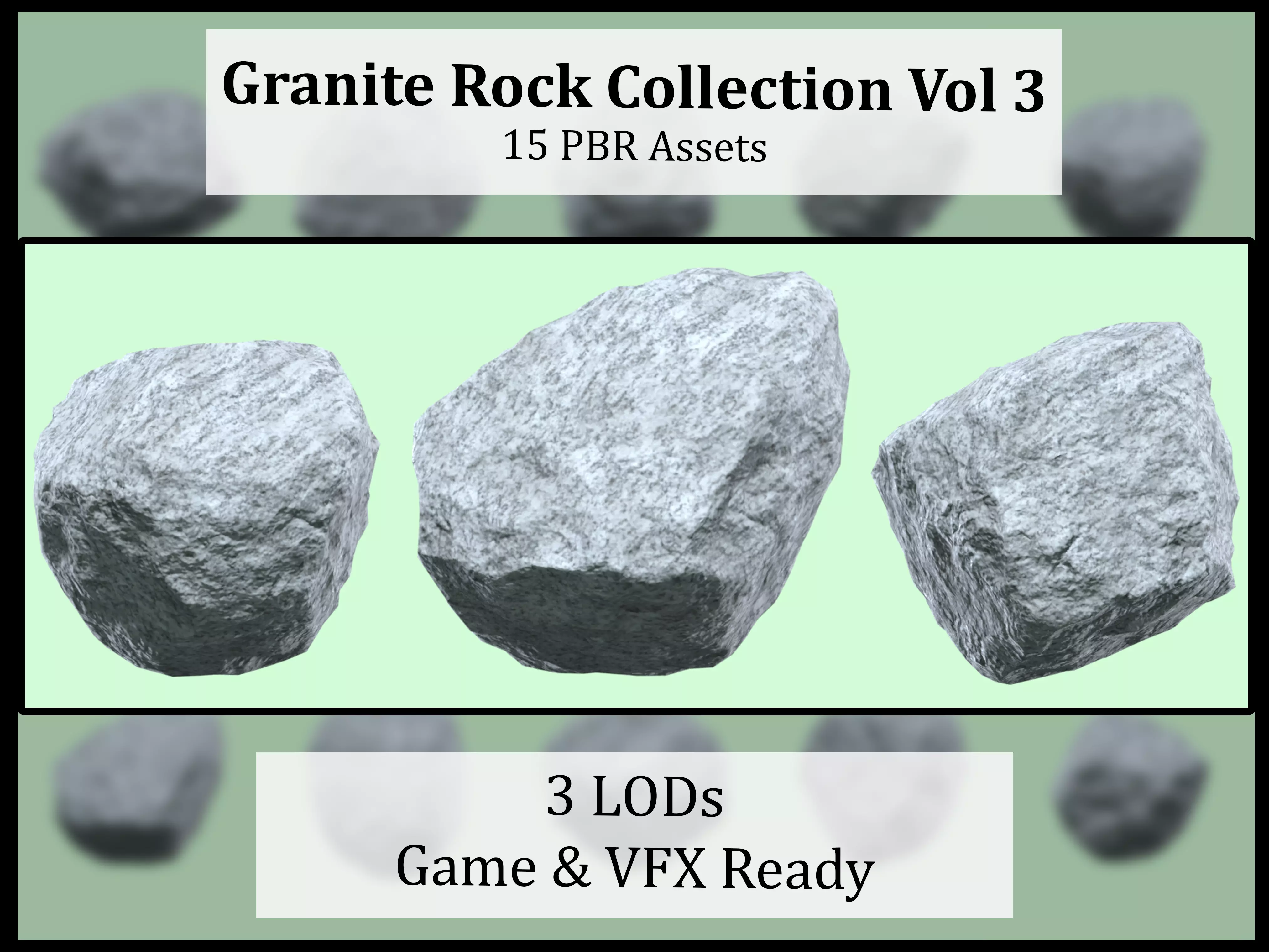 Granite Rocks Pack Game and VFX Asset Collection Vol 3 Free low-poly 3D model
