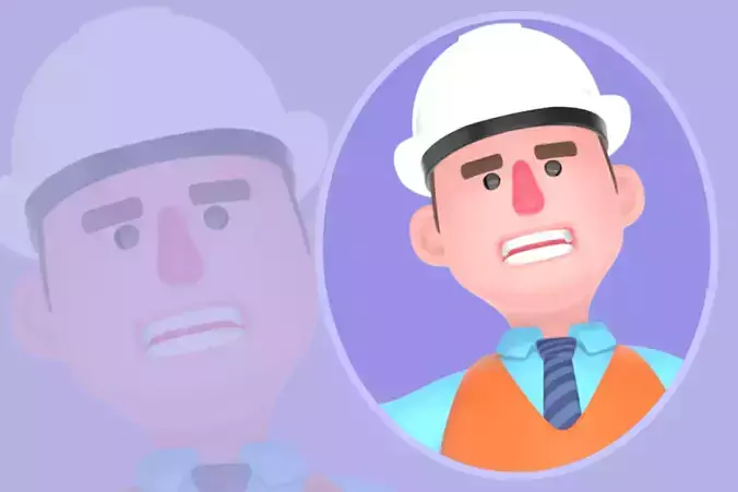 Stylized 3D Male Architect Character - Cartoon Stop Hand Pose