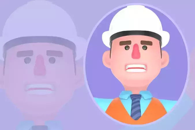 Stylized 3D Male Architect Character-Cartoon Trophy Victory Pose