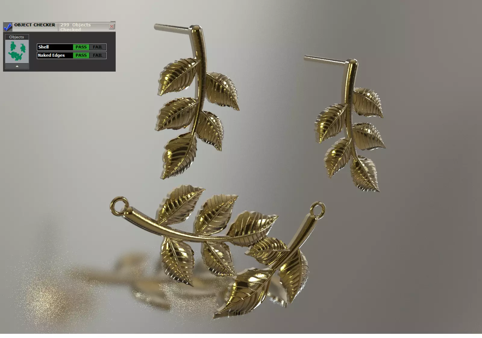 Half Set Olive Leaf Branch Motif Earrings and Pendant gs0014 3D print model