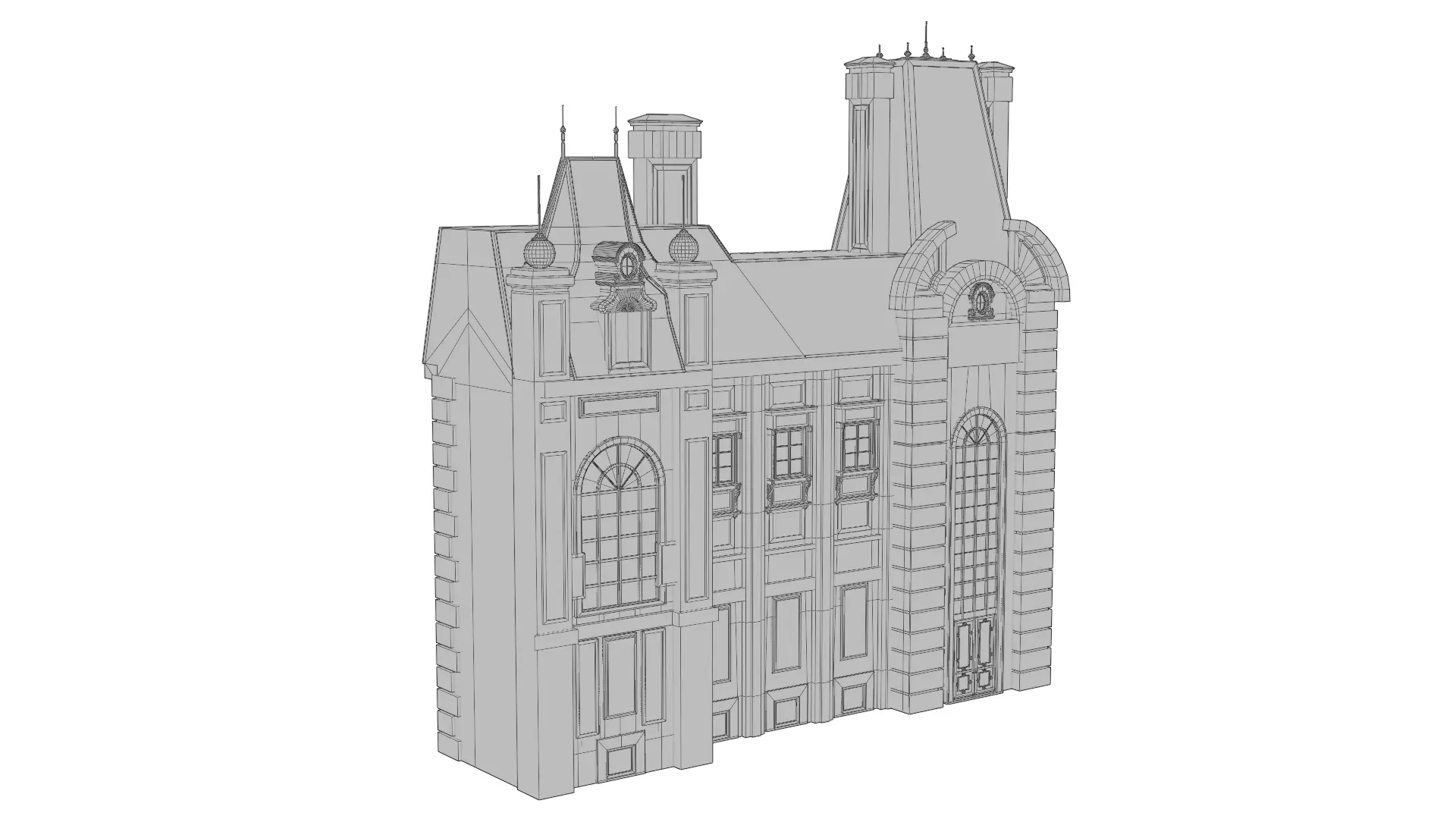 Classical European Building - House 29 3D model_8