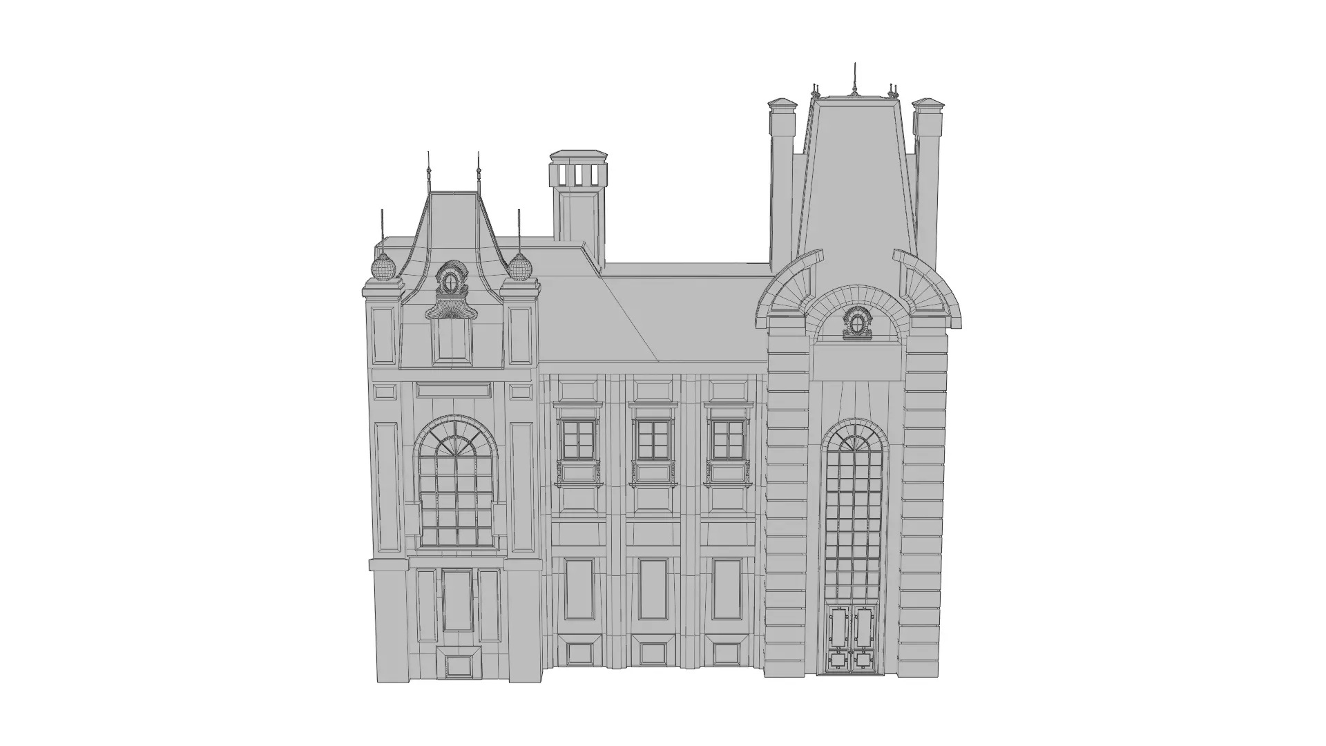 Classical European Building - House 29 3D model_9