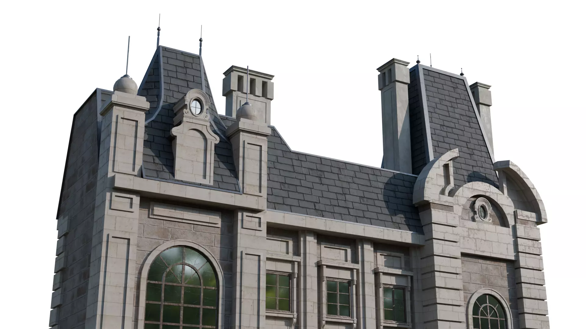 Classical European Building - House 29 3D model_6