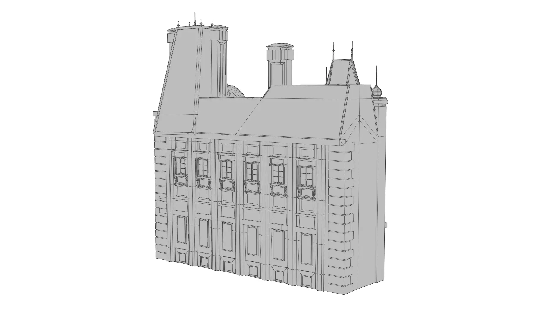 Classical European Building - House 29 3D model_11