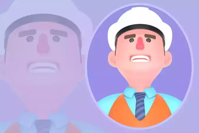 Stylized 3D Male Architect Character - Cartoon Angry Determined 3D model