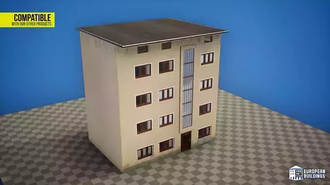 European Buildings  Residential - City House A - Modular Low-poly 3D model 6