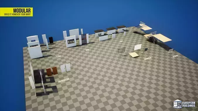 European Buildings  Residential - City House A - Modular Low-poly 3D model 5