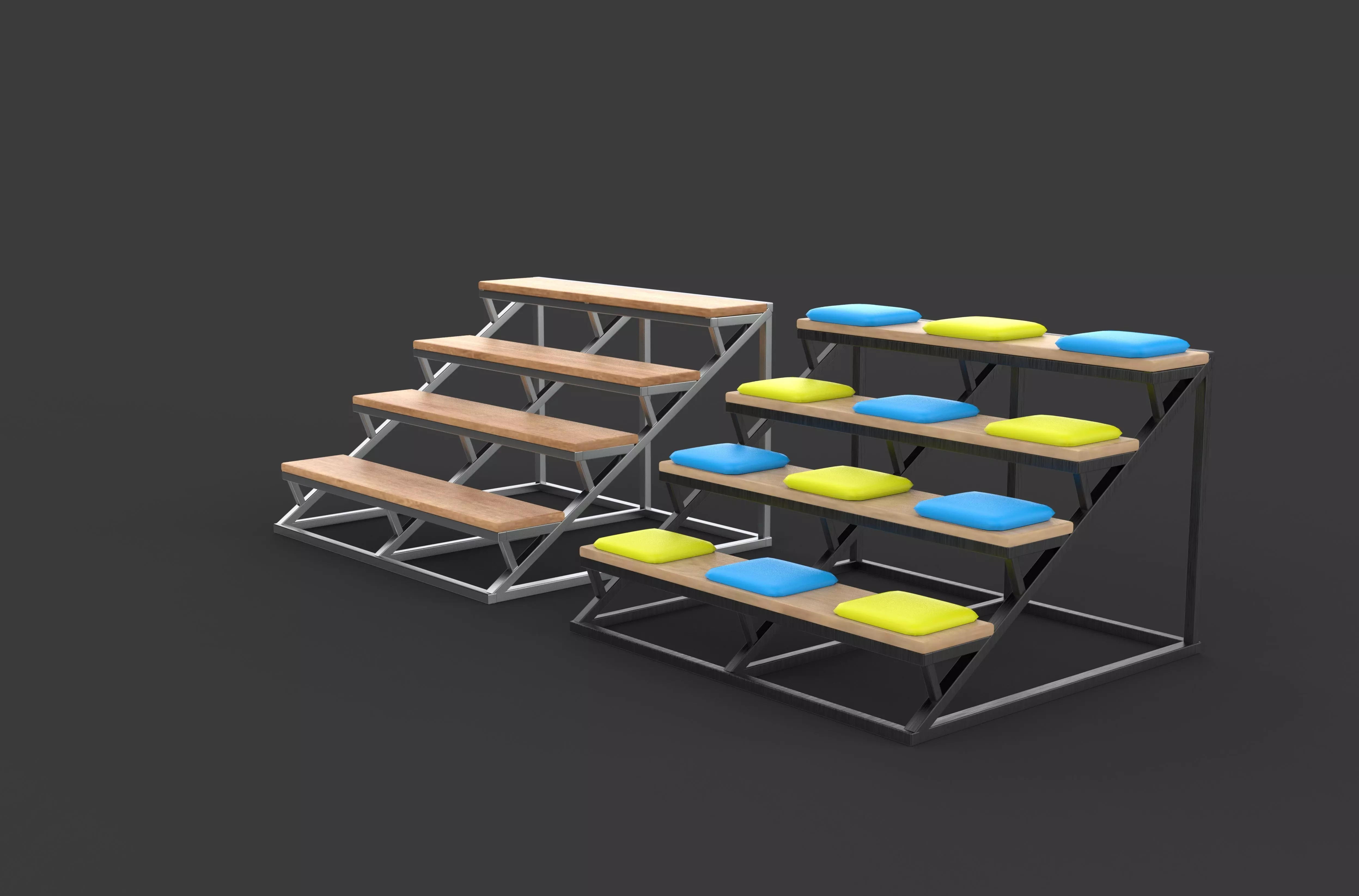 Steps of a library 3D model_2