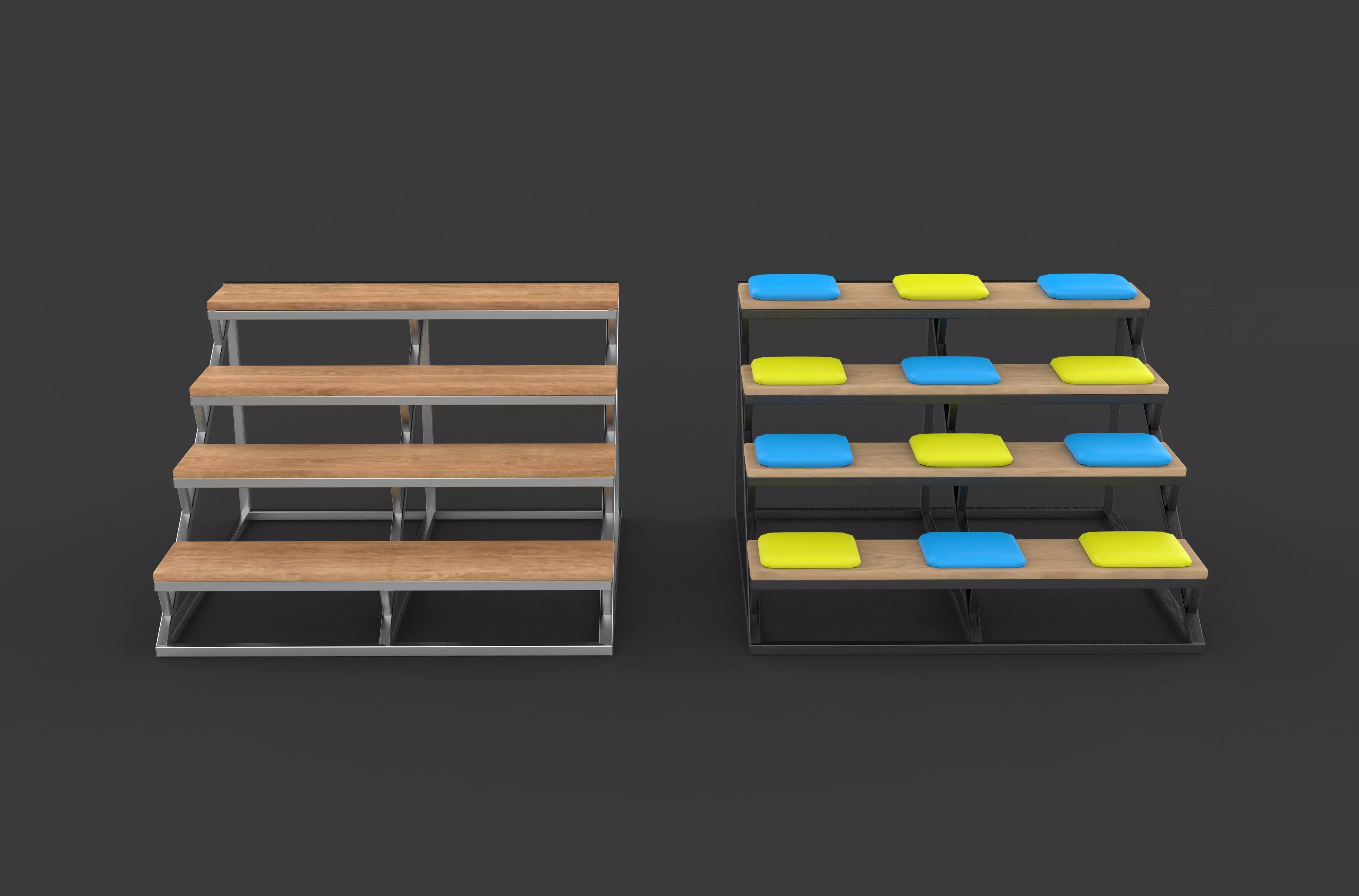 Steps of a library 3D model_13