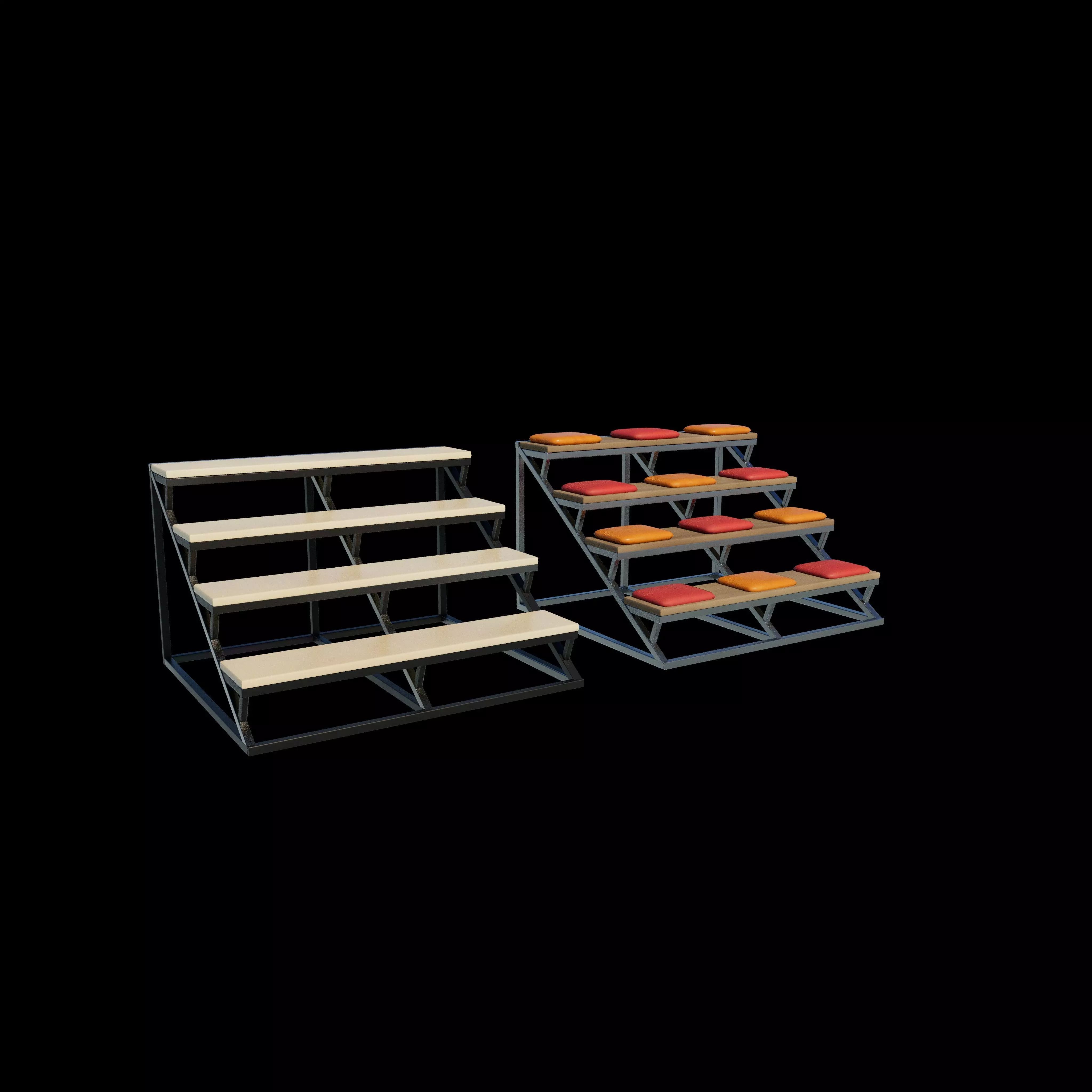 Steps of a library 3D model_0