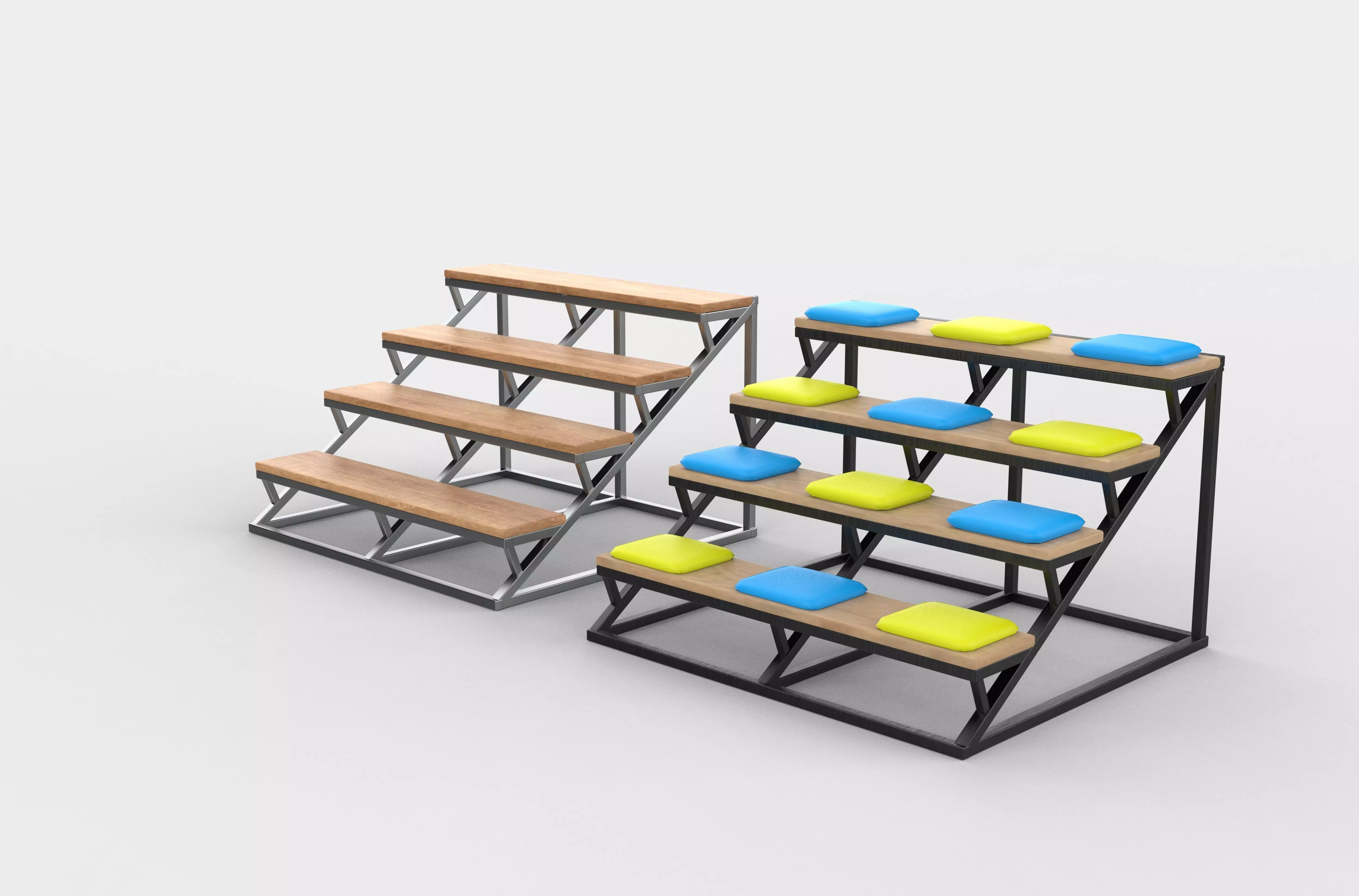 Steps of a library 3D model_8