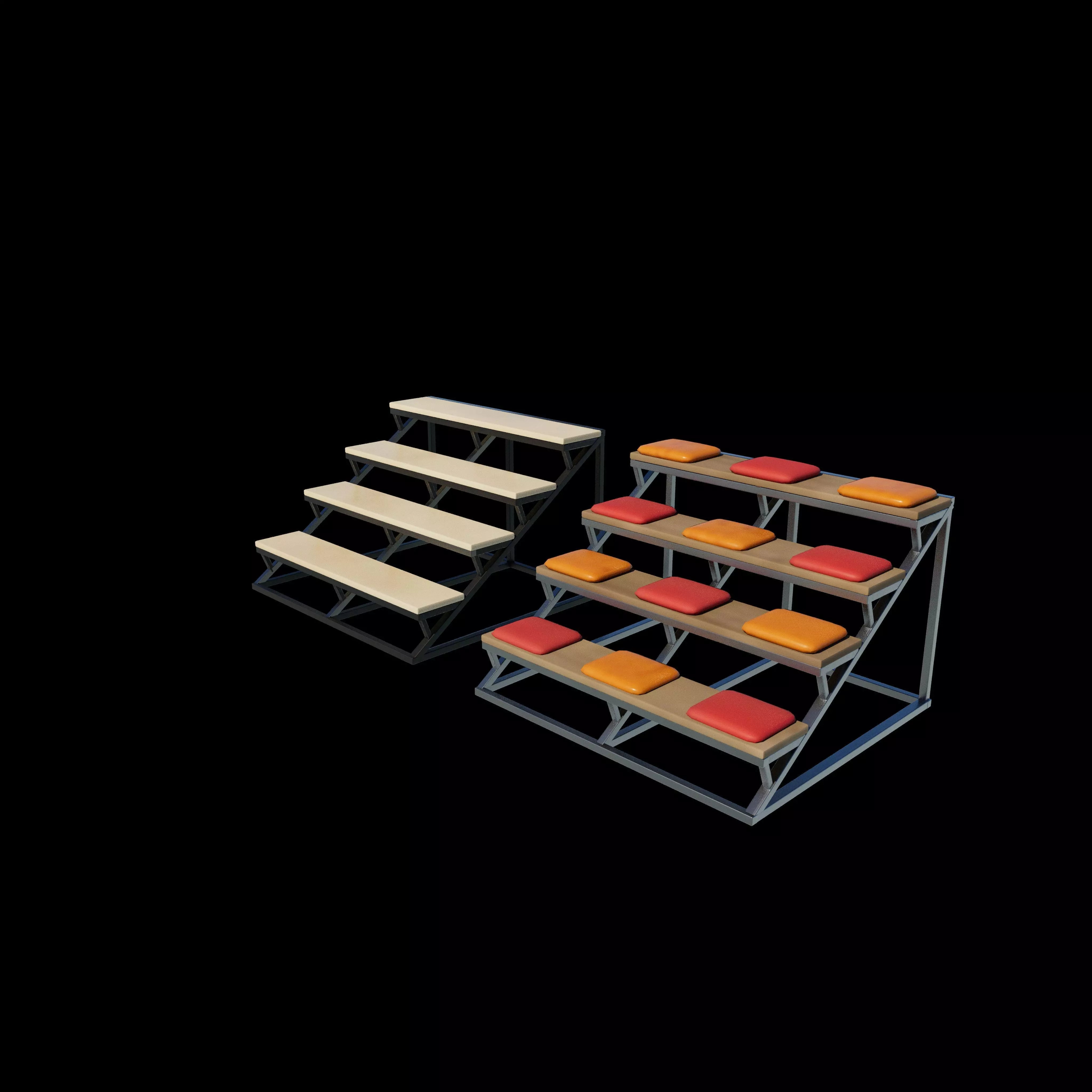Steps of a library 3D model_4