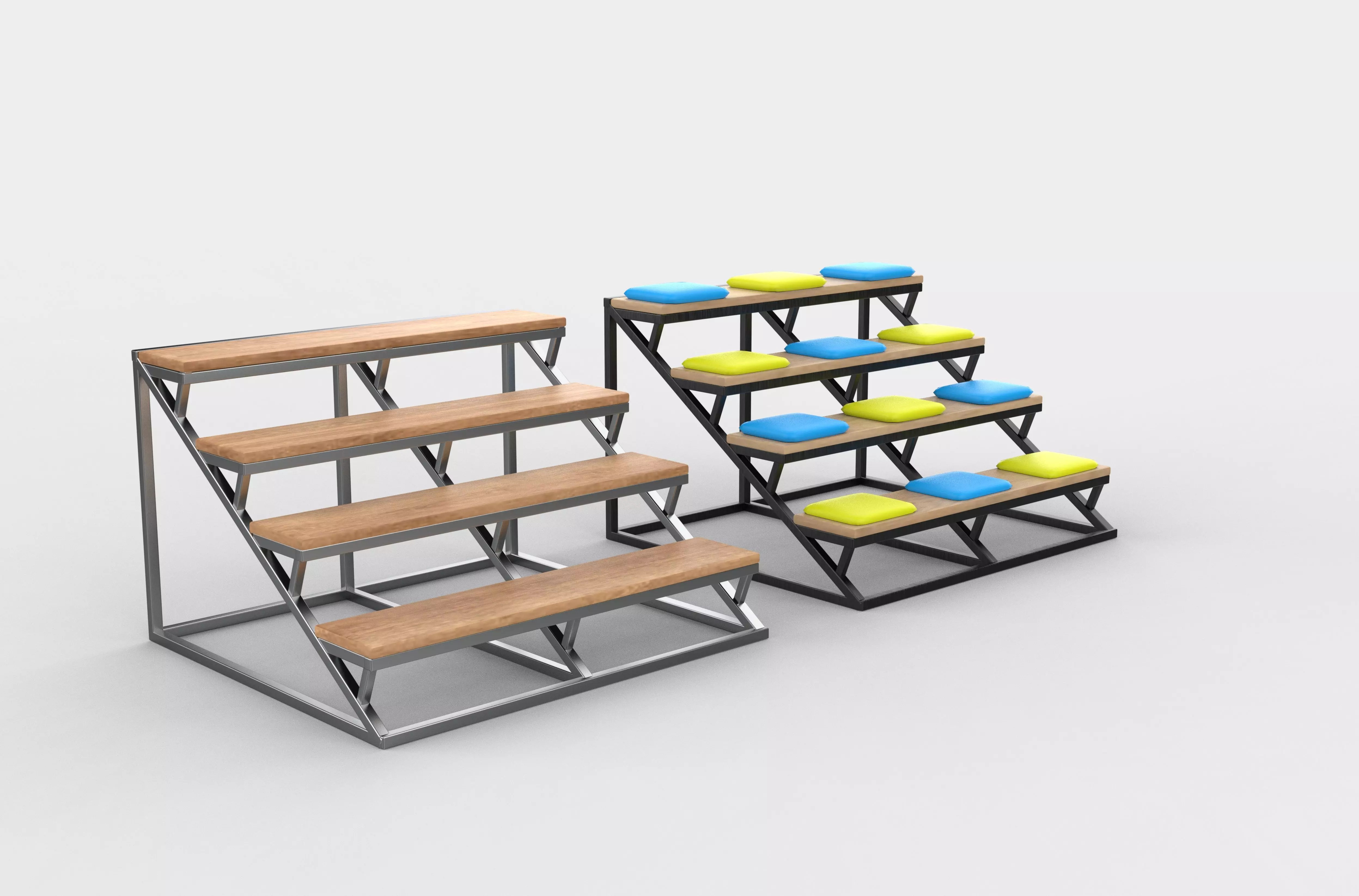 Steps of a library 3D model_7