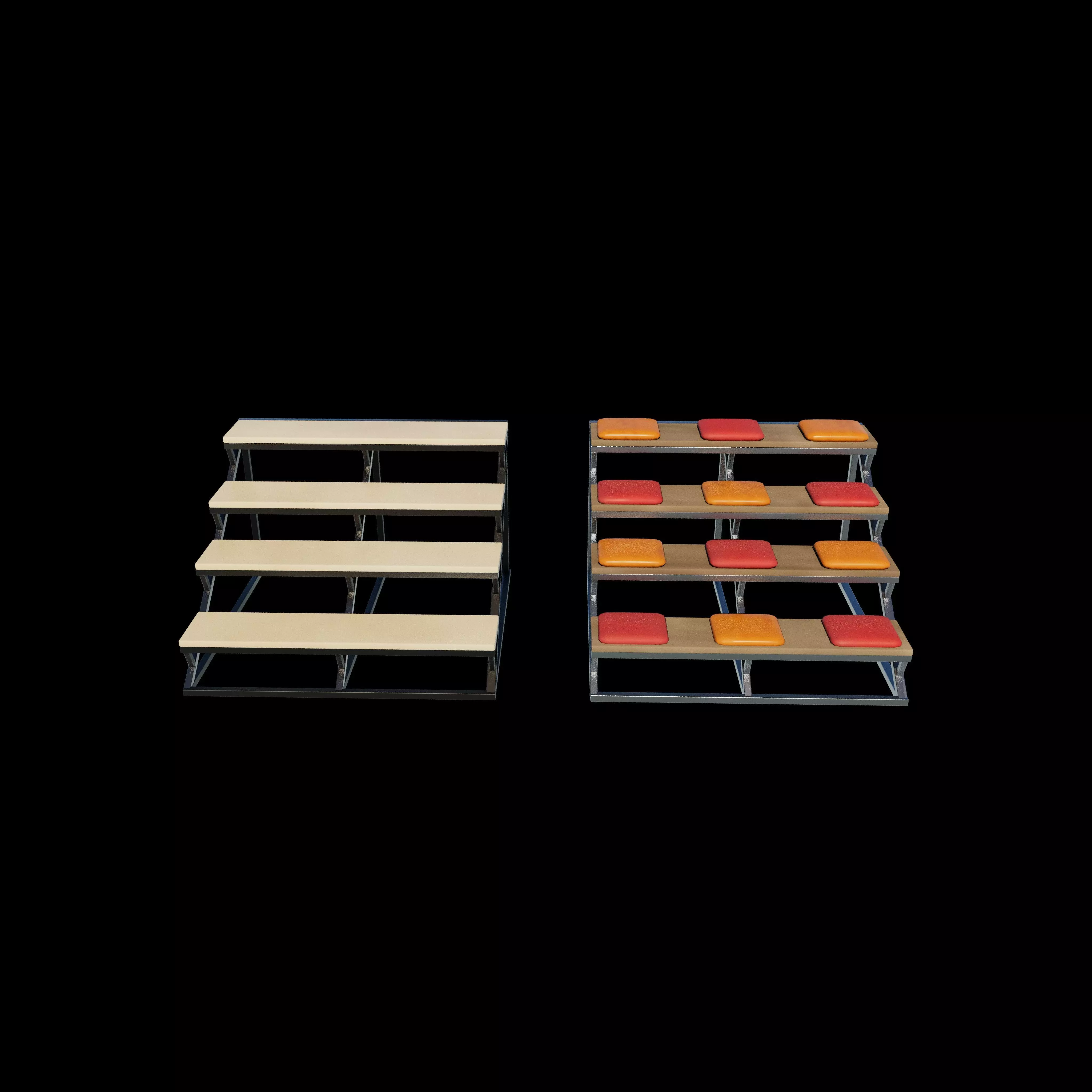 Steps of a library 3D model_3