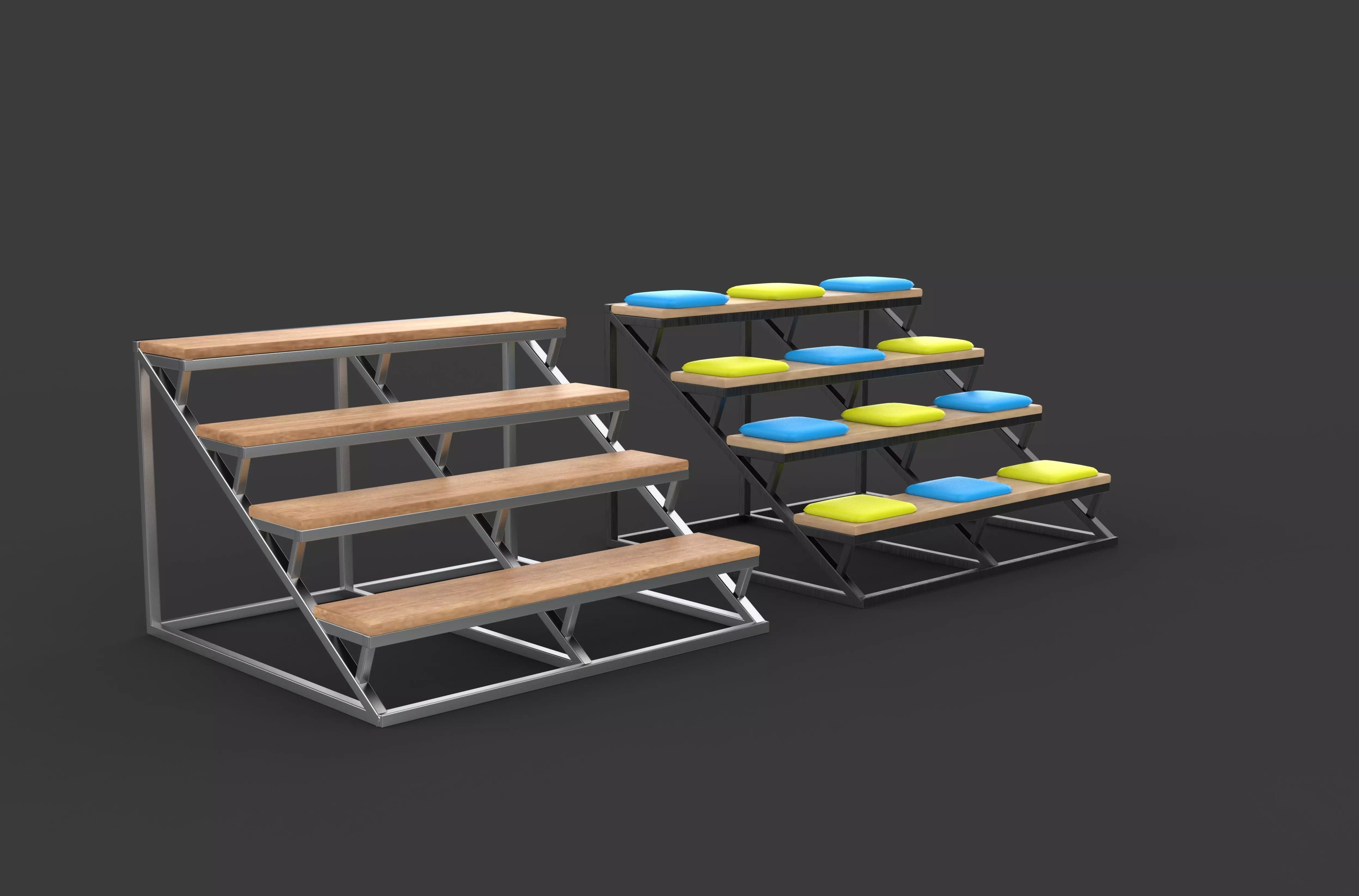 Steps of a library 3D model_14