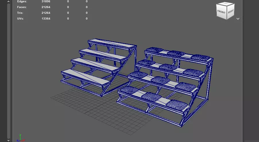 Steps of a library 3D model_17