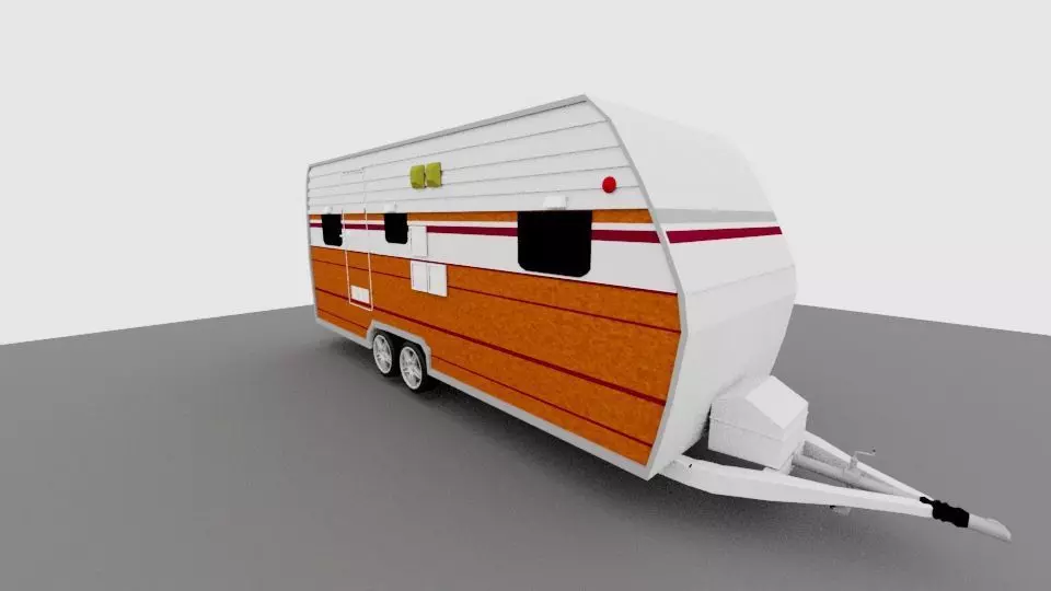 Retro Travel Trailer Game Ready Asset Free low-poly 3D model