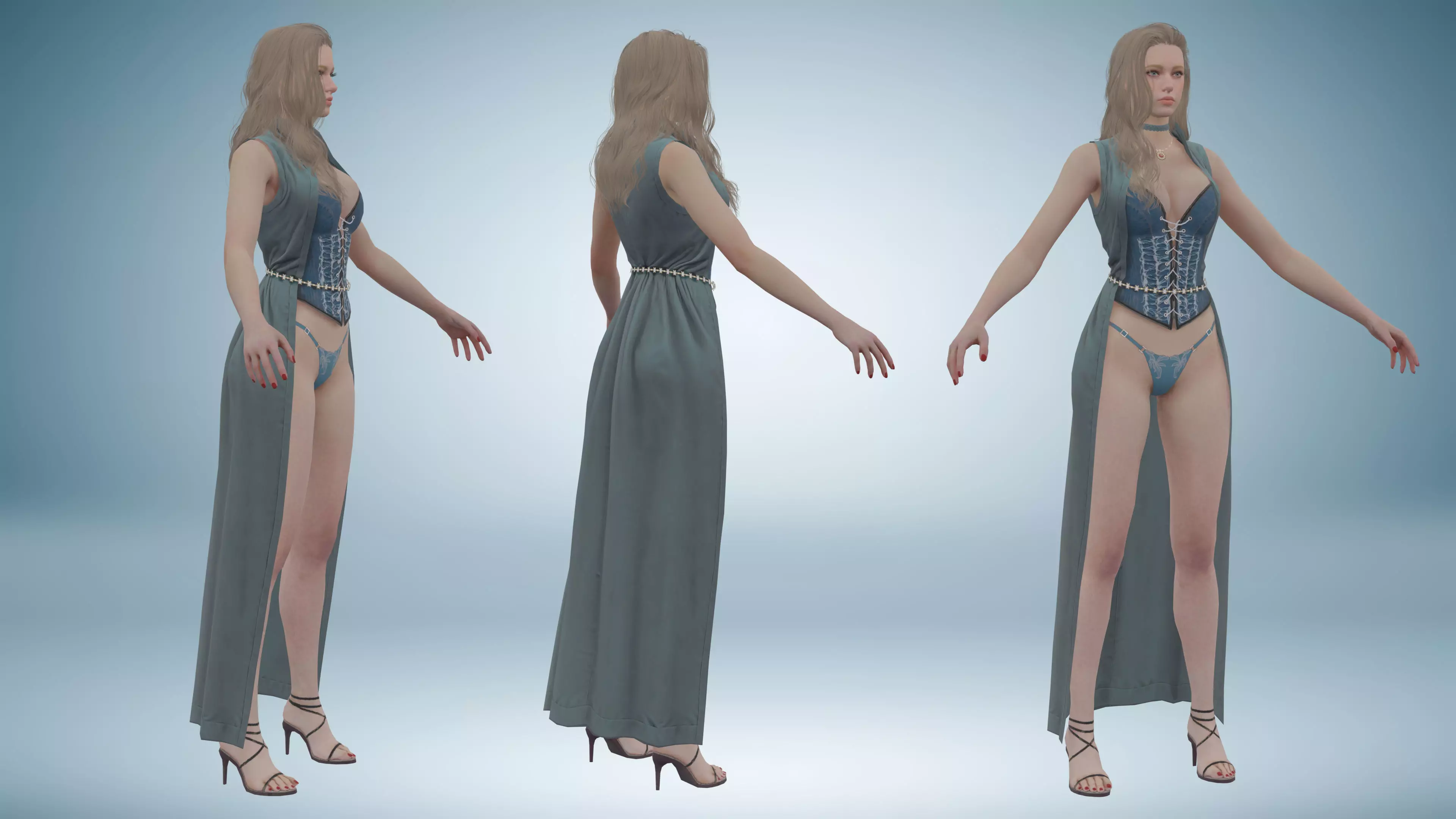 Beautiful Fantasy Female Character Low-poly 3D model_1