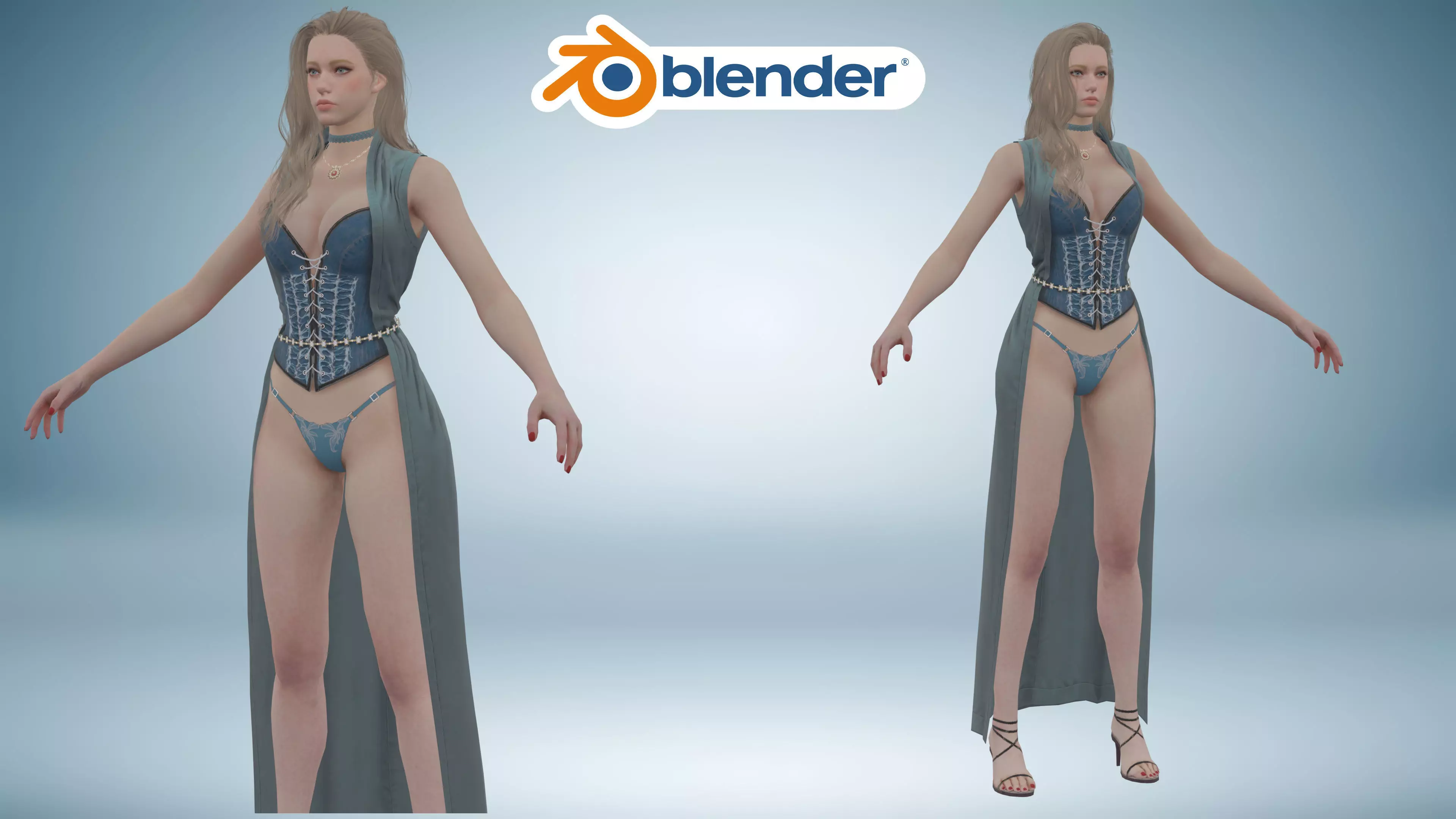Beautiful Fantasy Female Character Low-poly 3D model_3