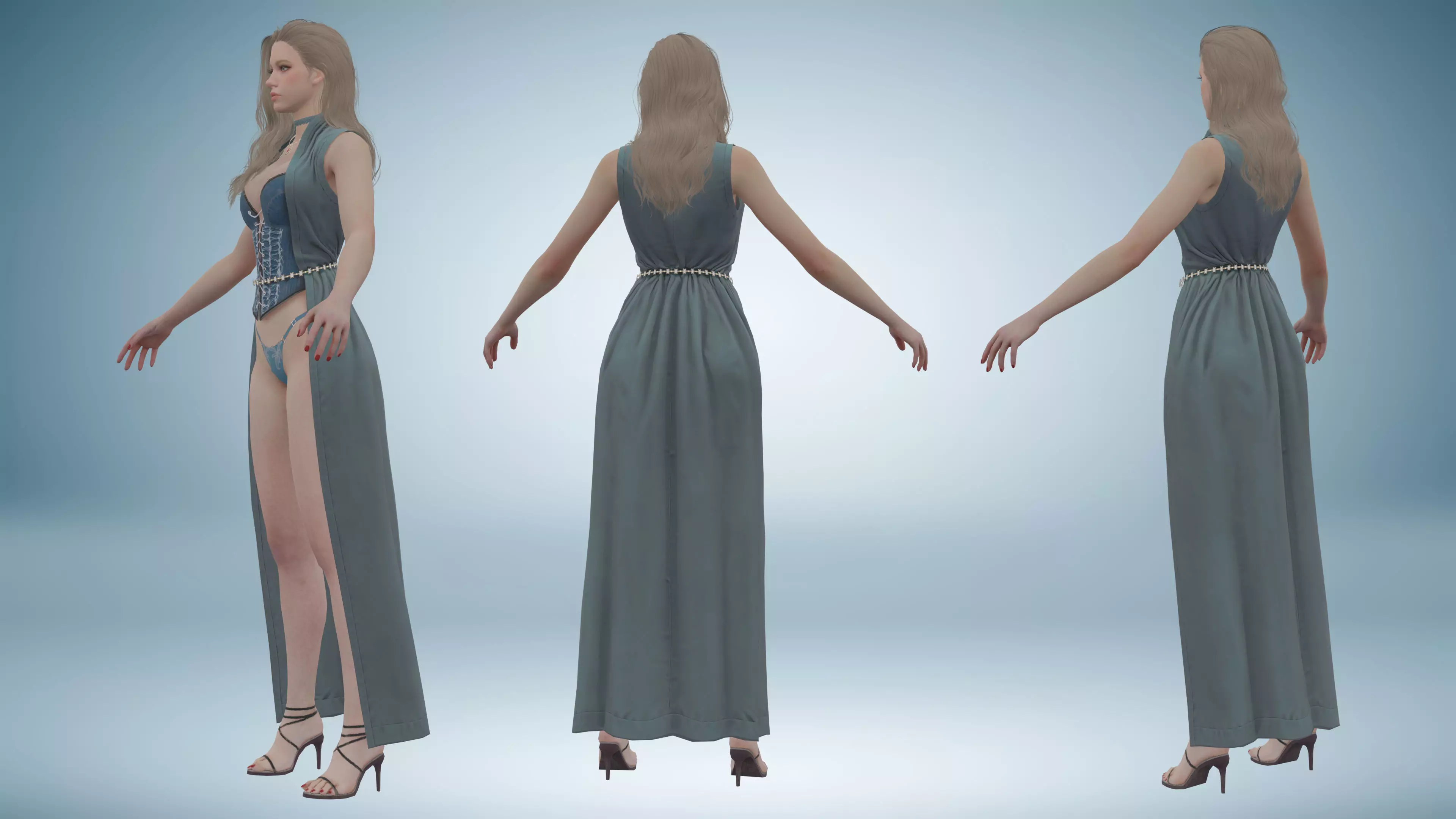 Beautiful Fantasy Female Character Low-poly 3D model_2