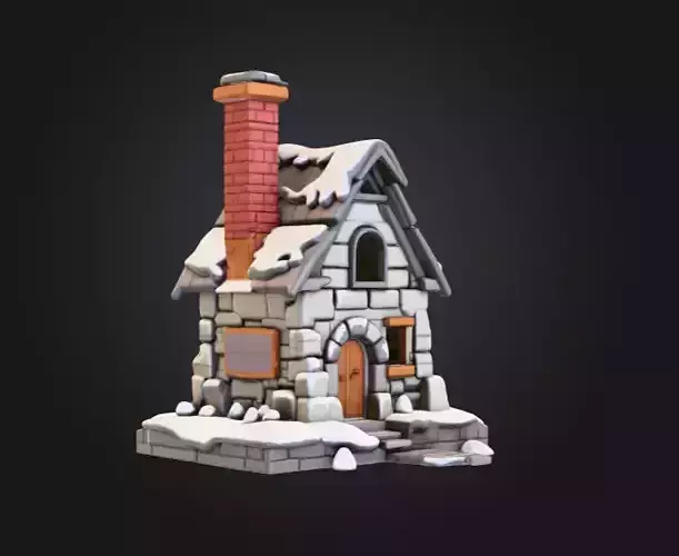 Winter Cottage Low-poly 3D model 4