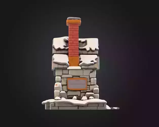 Winter Cottage Low-poly 3D model 5