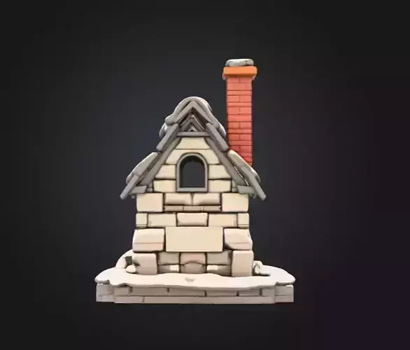 Winter Cottage Low-poly 3D model 7