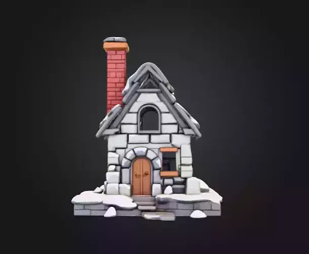 Winter Cottage Low-poly 3D model 3