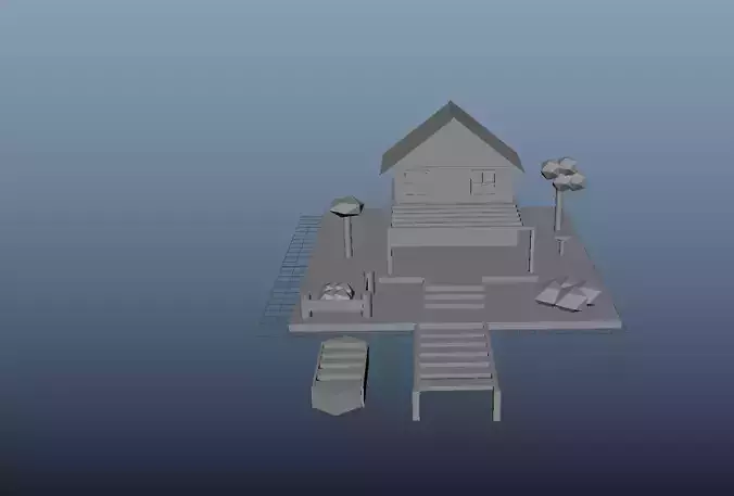 Low Poly Lake House