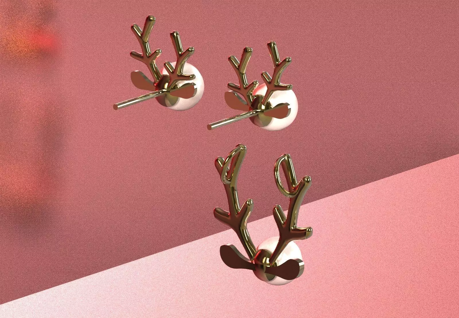 chirstmas Half Set Pearl  and Antler Motif model ps0015 3D print model_4