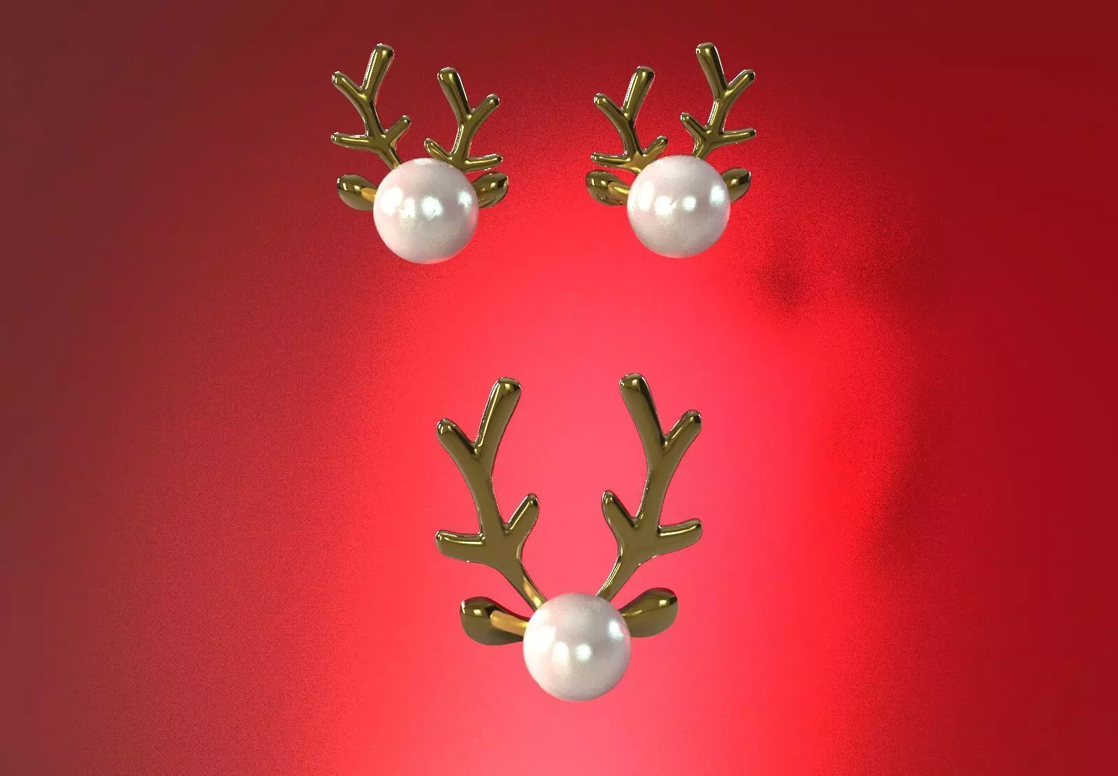 chirstmas Half Set Pearl  and Antler Motif model ps0015 3D print model_2