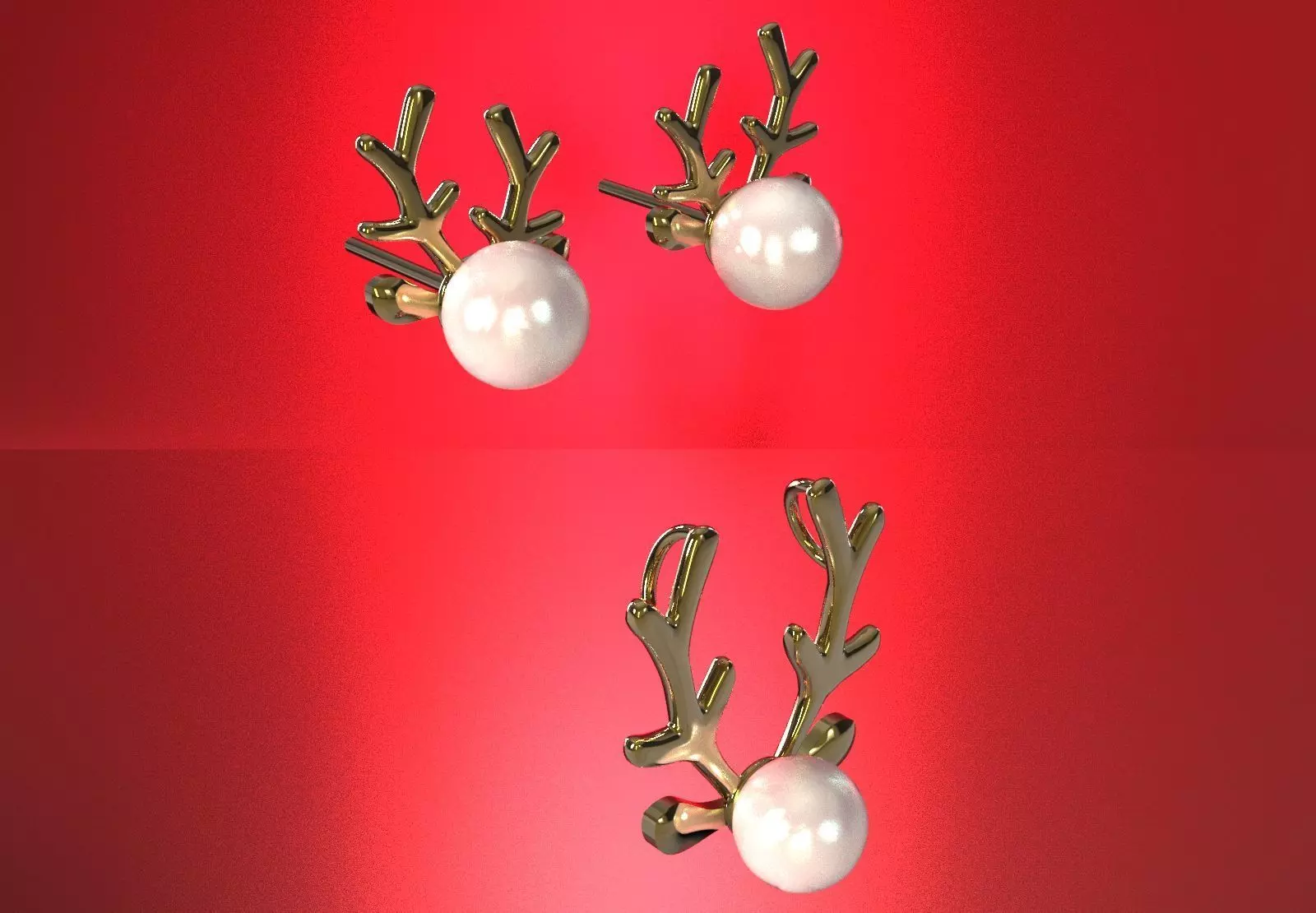 chirstmas Half Set Pearl  and Antler Motif model ps0015 3D print model_1
