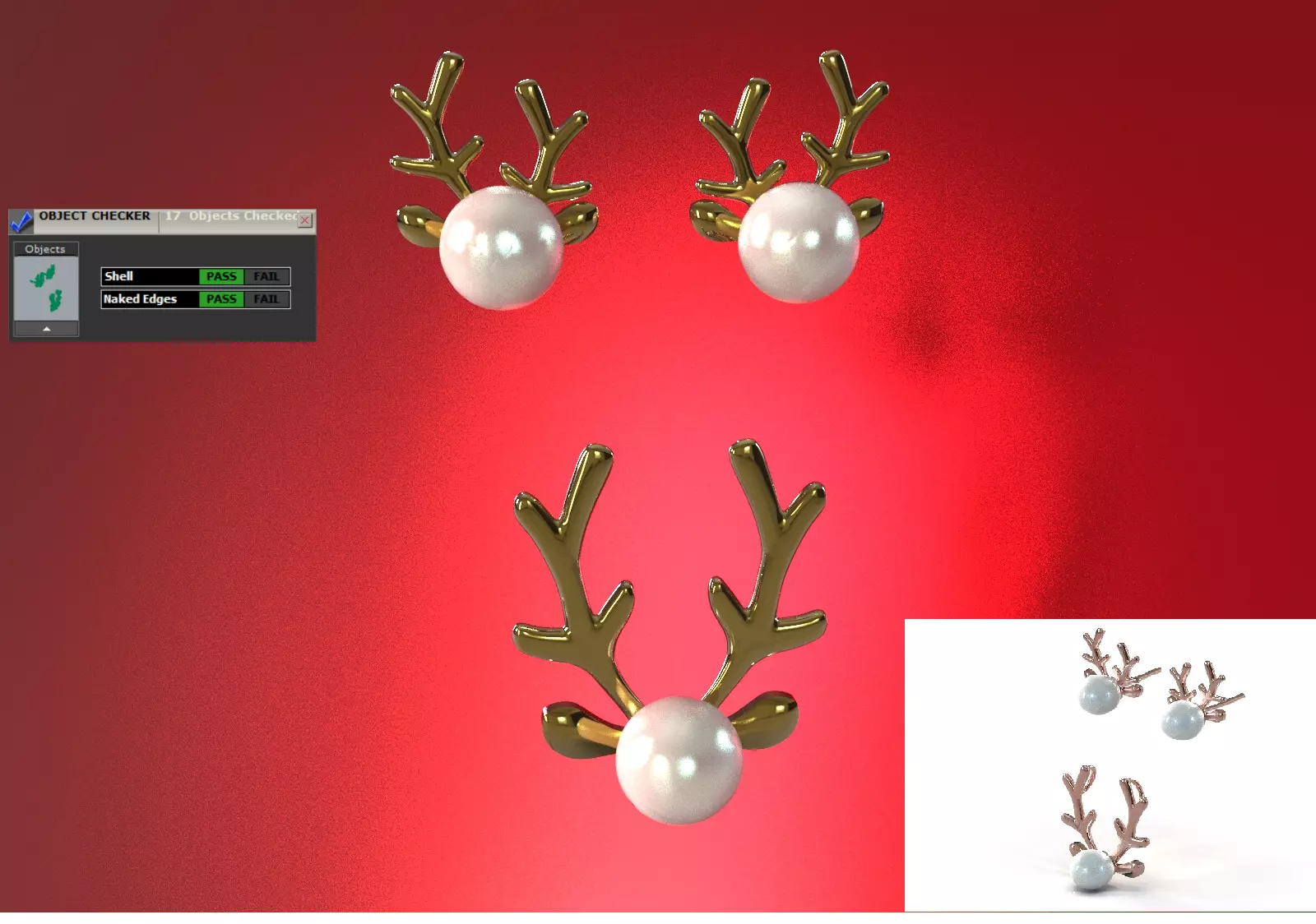 chirstmas Half Set Pearl  and Antler Motif model ps0015 3D print model_0
