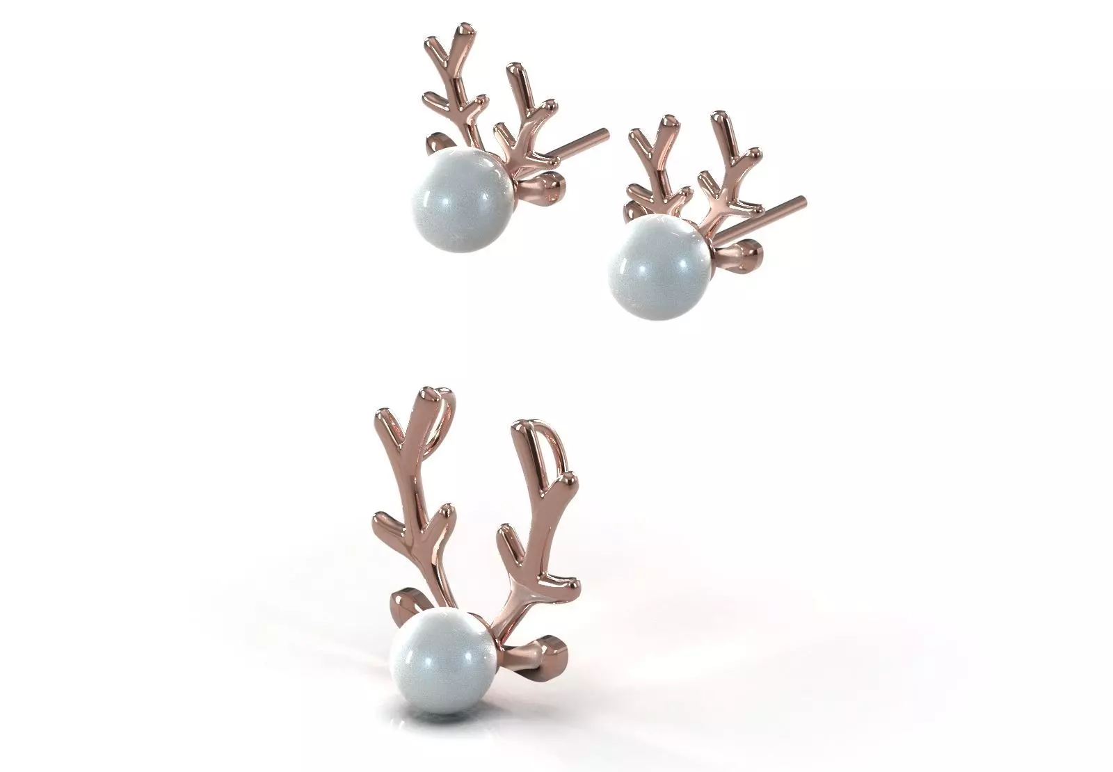 chirstmas Half Set Pearl  and Antler Motif model ps0015 3D print model_11