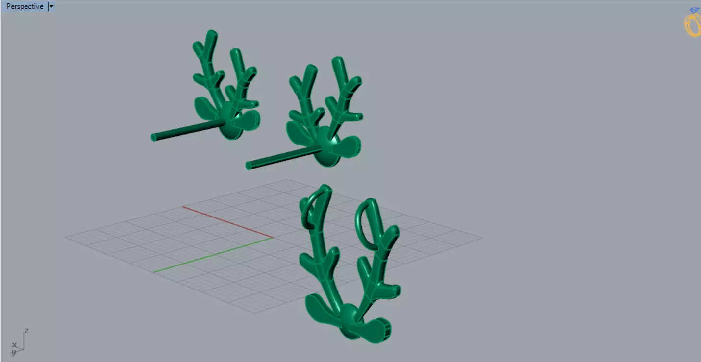 chirstmas Half Set Pearl  and Antler Motif model ps0015 3D print model_9