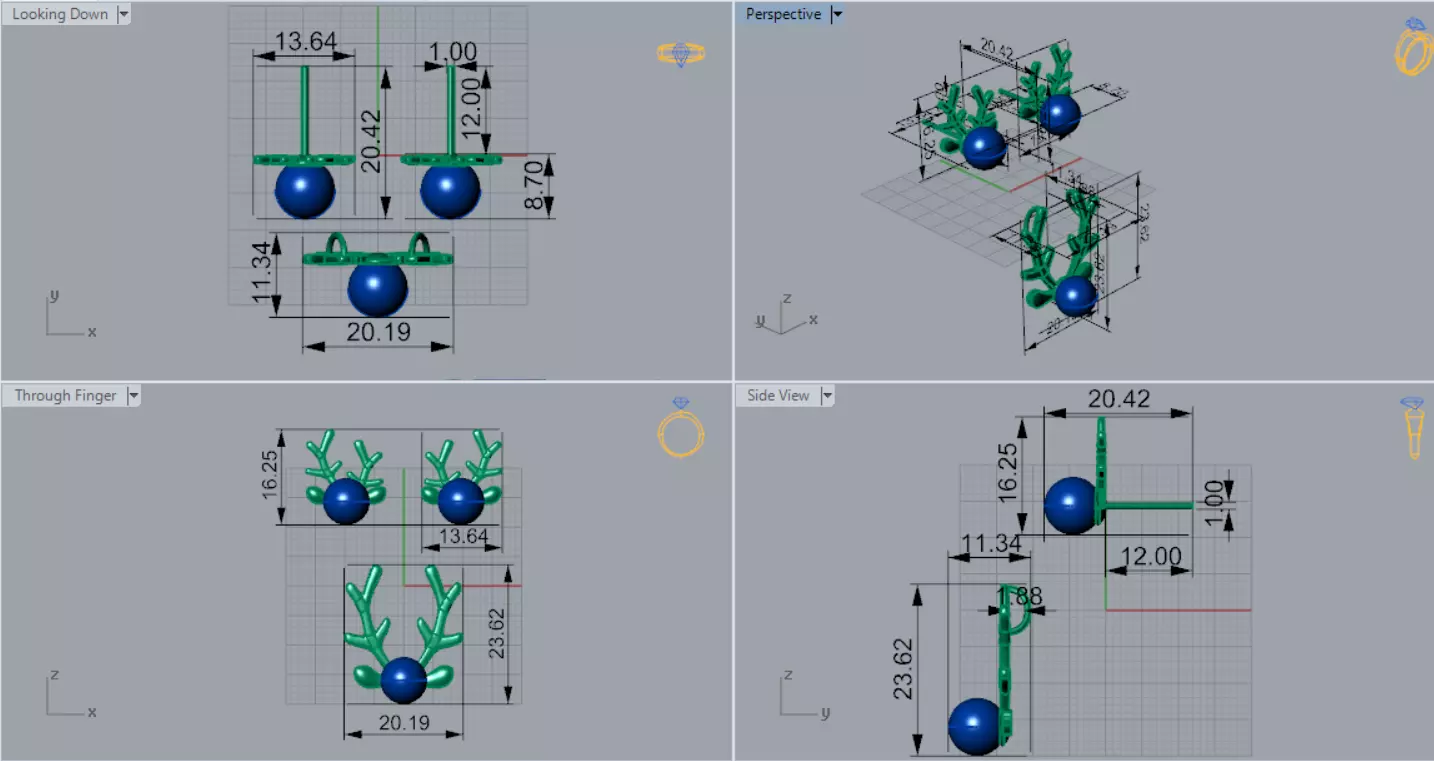 chirstmas Half Set Pearl  and Antler Motif model ps0015 3D print model_8