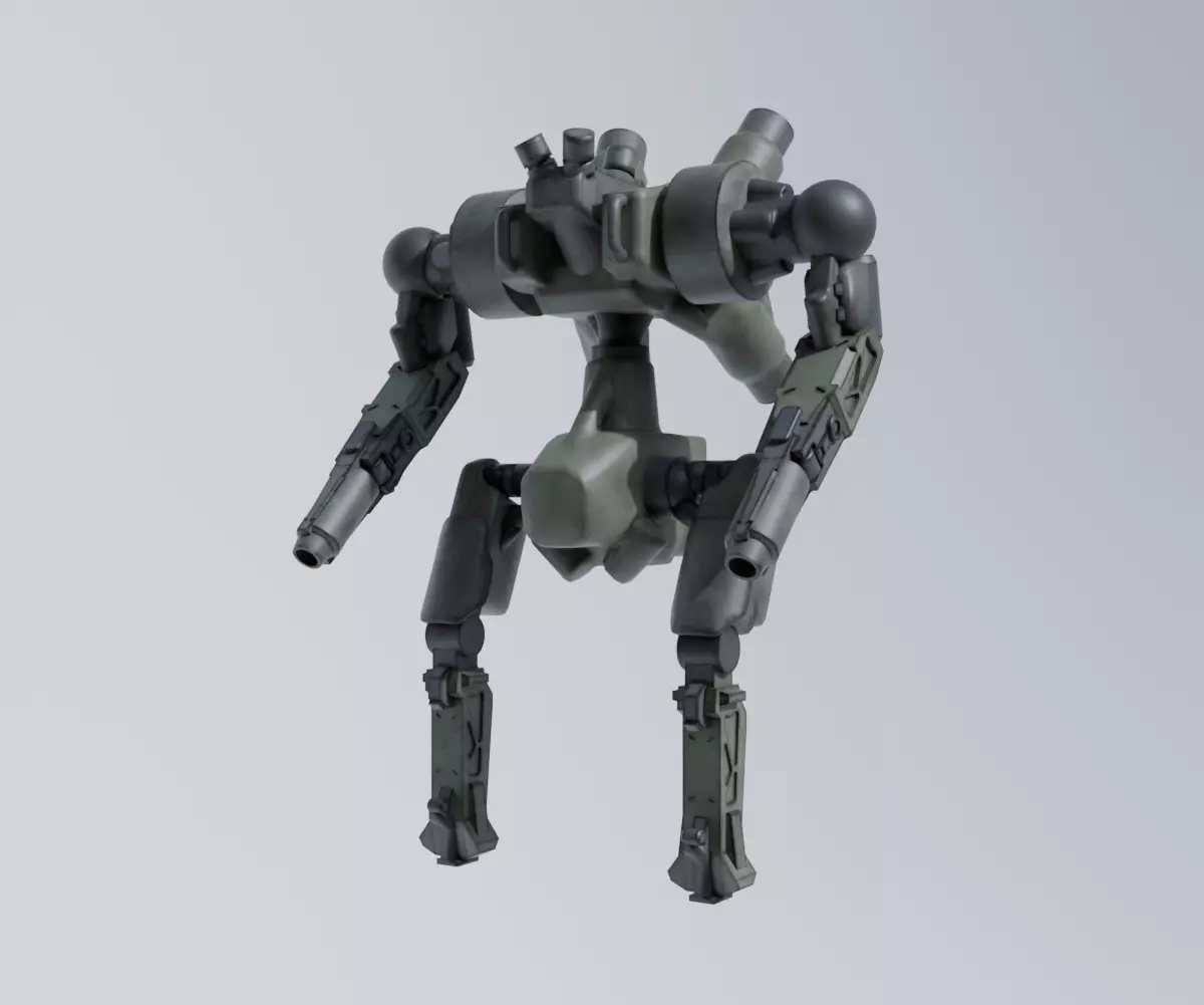 Military Mecha - Prototype 001 Low-poly 3D model_2