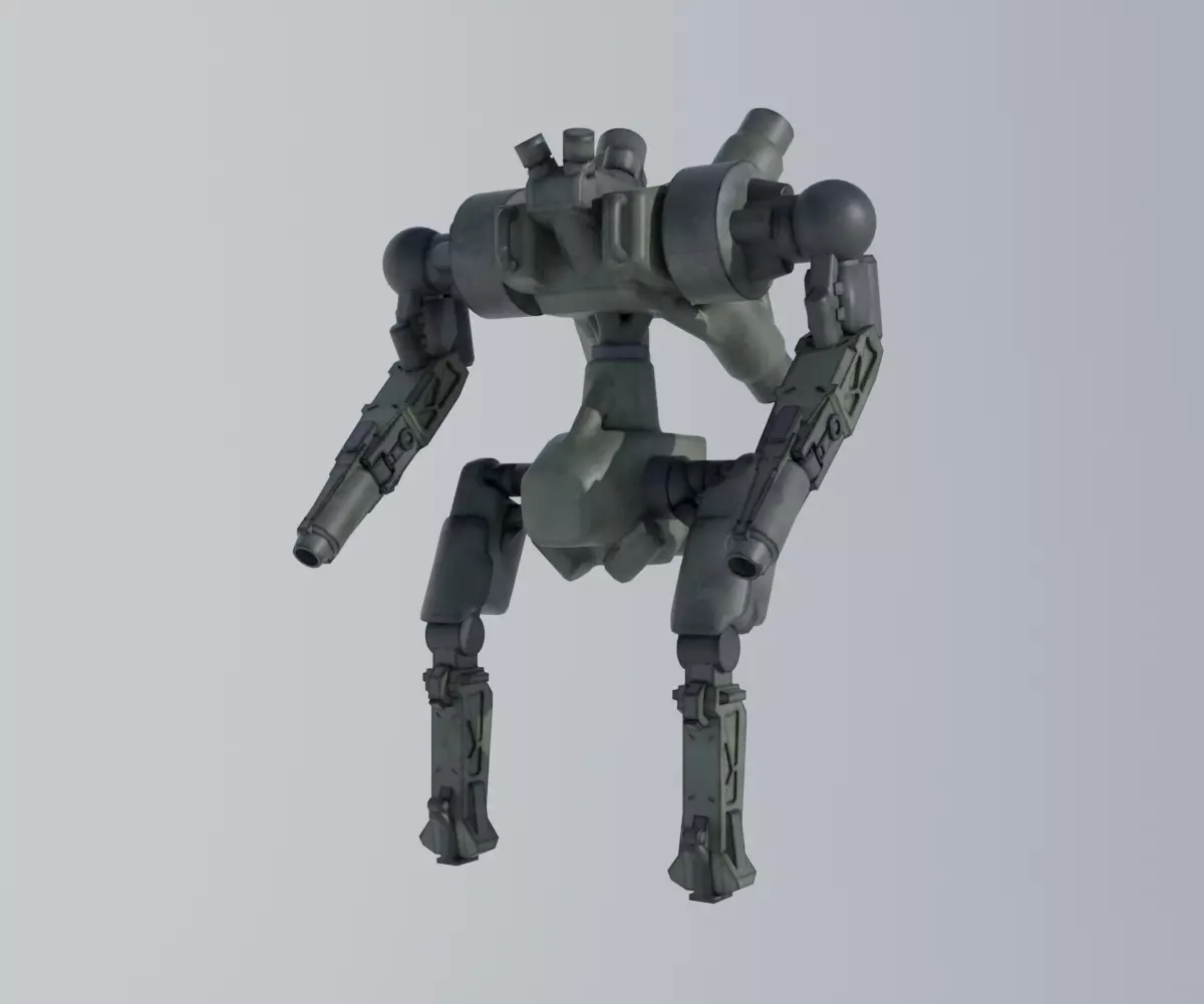 Military Mecha - Prototype 001 Low-poly 3D model_7