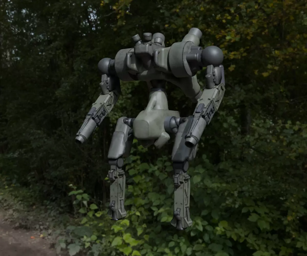 Military Mecha - Prototype 001 Low-poly 3D model_10