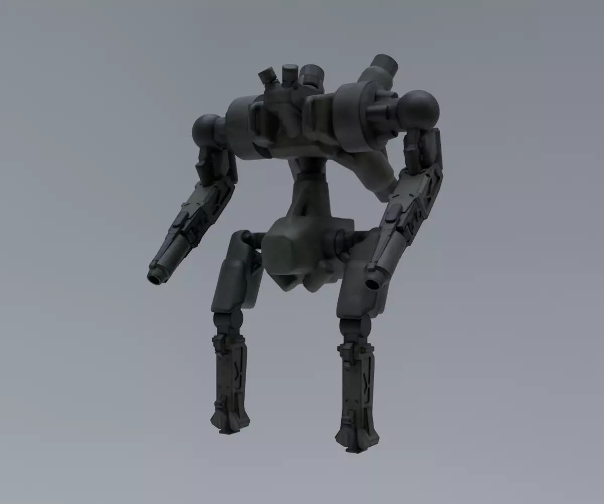 Military Mecha - Prototype 001 Low-poly 3D model_3