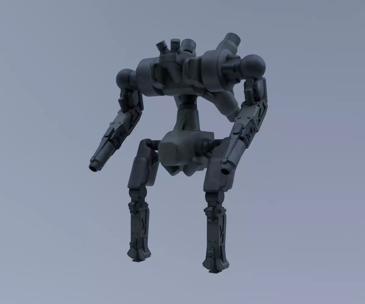 Military Mecha - Prototype 001 Low-poly 3D model_1