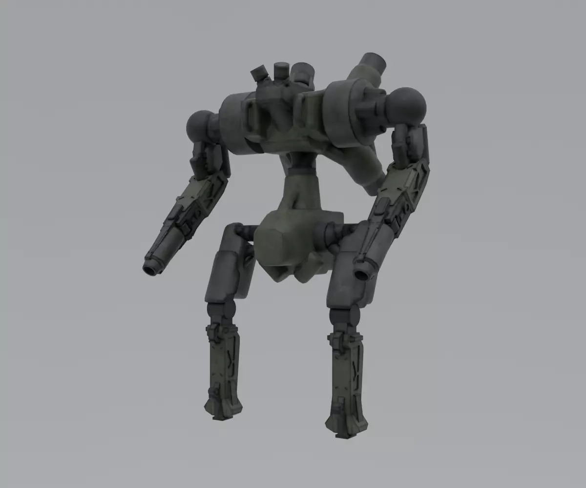 Military Mecha - Prototype 001 Low-poly 3D model_0
