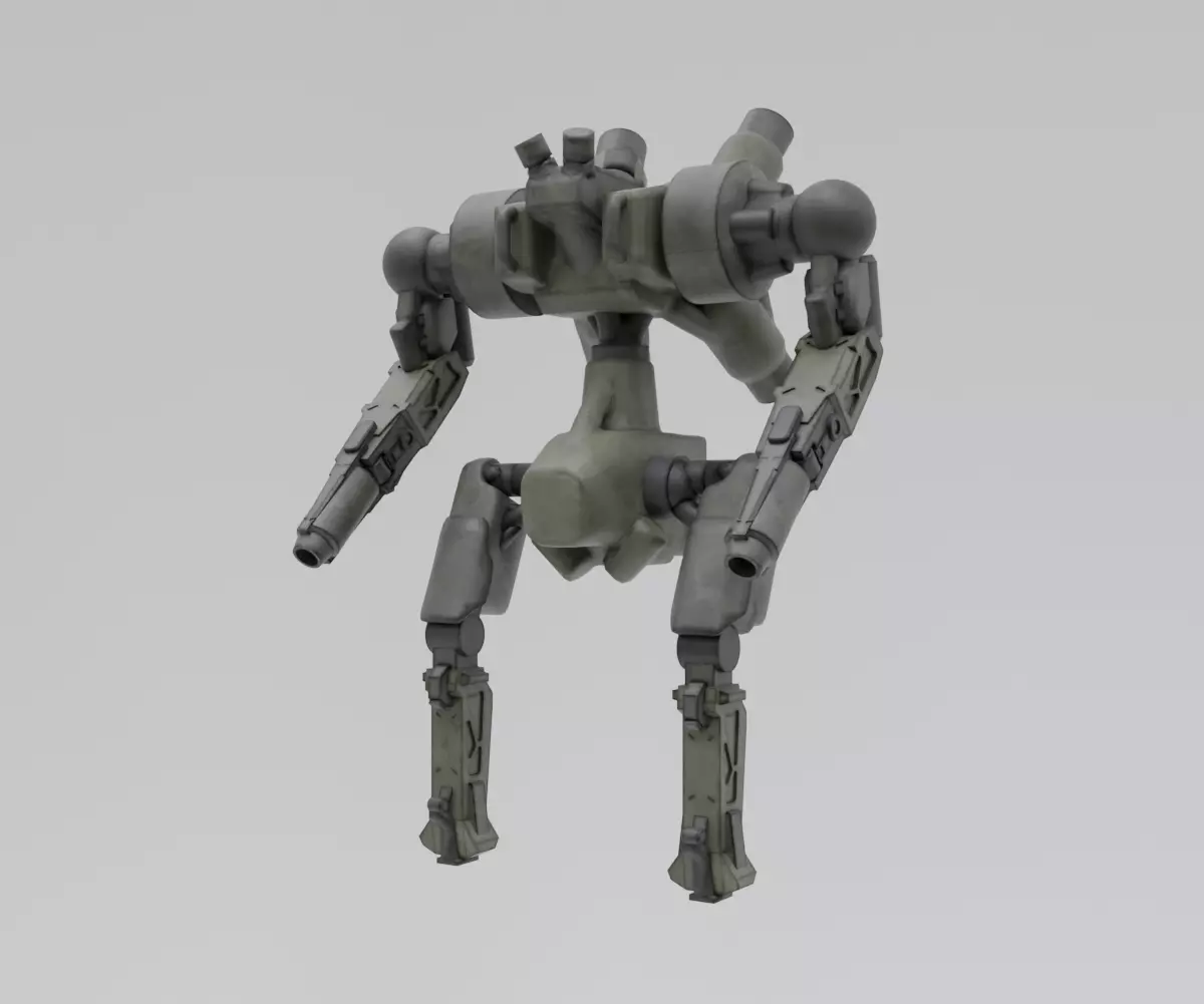Military Mecha - Prototype 001 Low-poly 3D model_4