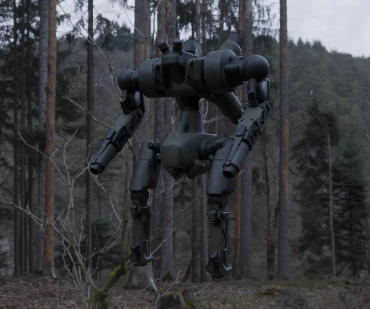 Military Mecha - Prototype 001 Low-poly 3D model_9