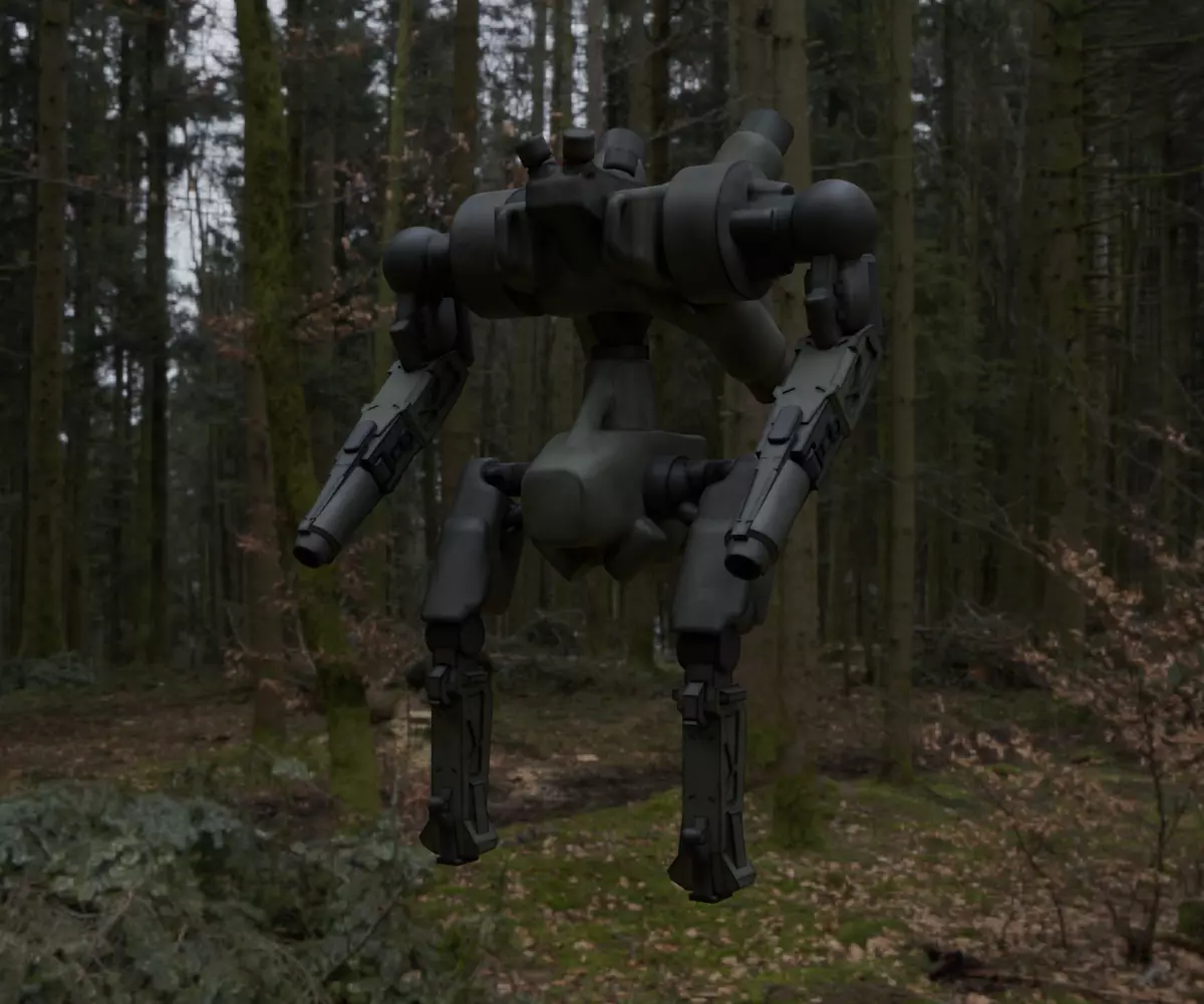 Military Mecha - Prototype 001 Low-poly 3D model_11